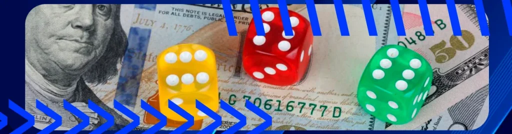 изображение денег и игральных кубиков
